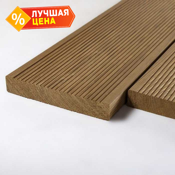 Палубная доска термо-лиственница 25x120x1000 мм Экстра термо-лиственница Коричневый